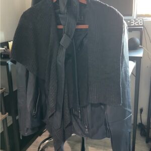 G.I.L.I. Black Leather Jacket with Knit Overlay